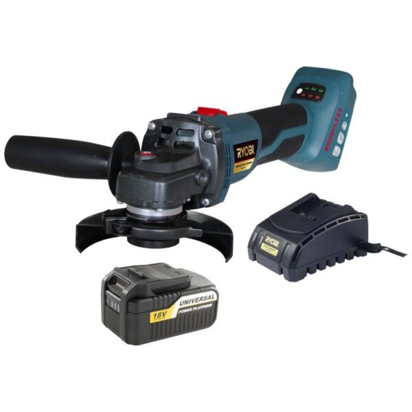 Ryobi 18V Li-Ion Brushless Angle Grinder Kit With Battery & Charger 115MM (XBG-115K)