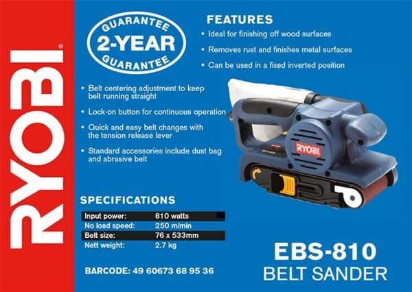 Ryobi 810W Belt Sander (EBS-810)