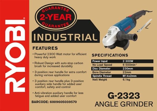 Ryobi 2300W 230mm Angle Grinder (G-2323)