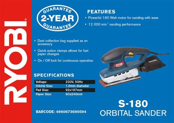 Ryobi 180W Orbital Sheet Sander (S-180)